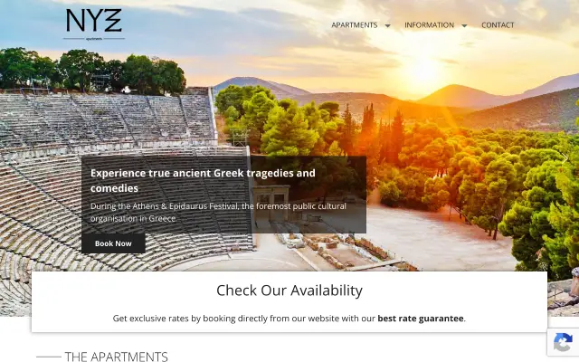 Nyx Apartments homepage
