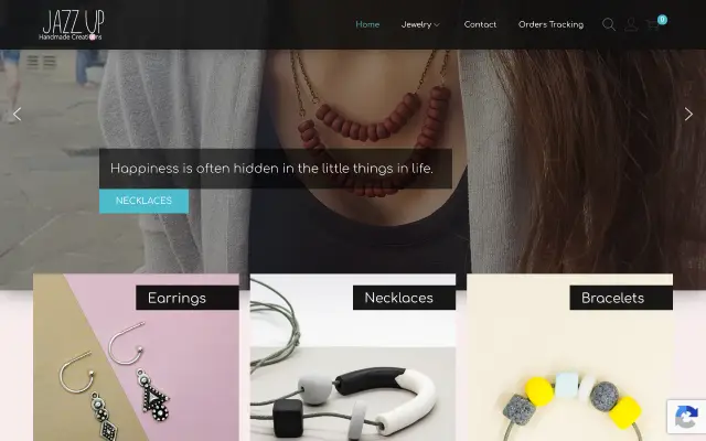 Jazz Up handmade jewelry shop homepage